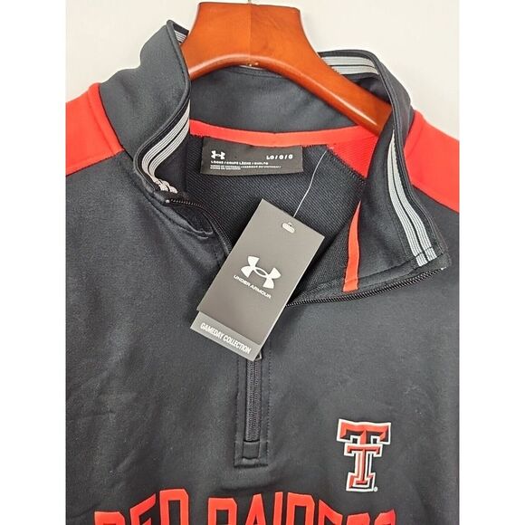 Under Armour Texas Tech Red Raiders 1/4 Zip Pullover Mens Size Large Black Nee - Picture 3 of 7